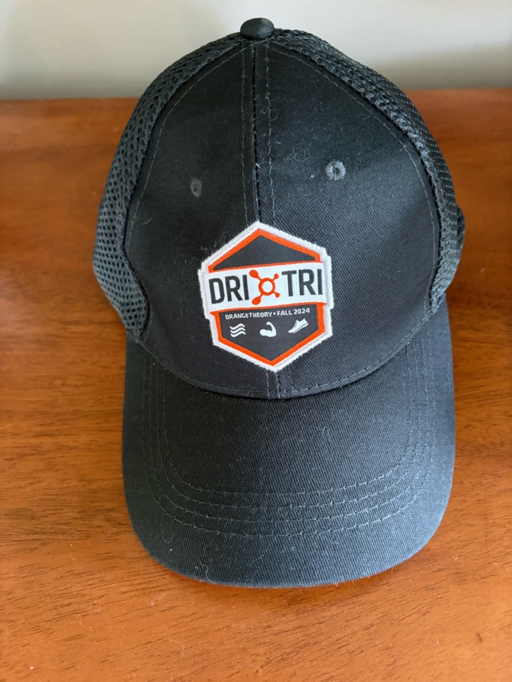 Dri-Tri Black Mesh Baseball Cap with Orange Theory Logo